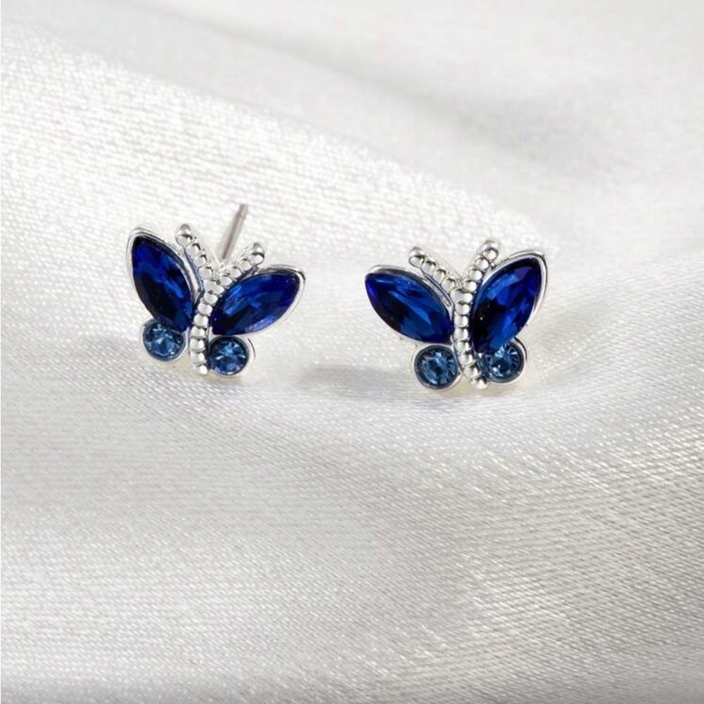 Blue Butterfly Stud Earrings